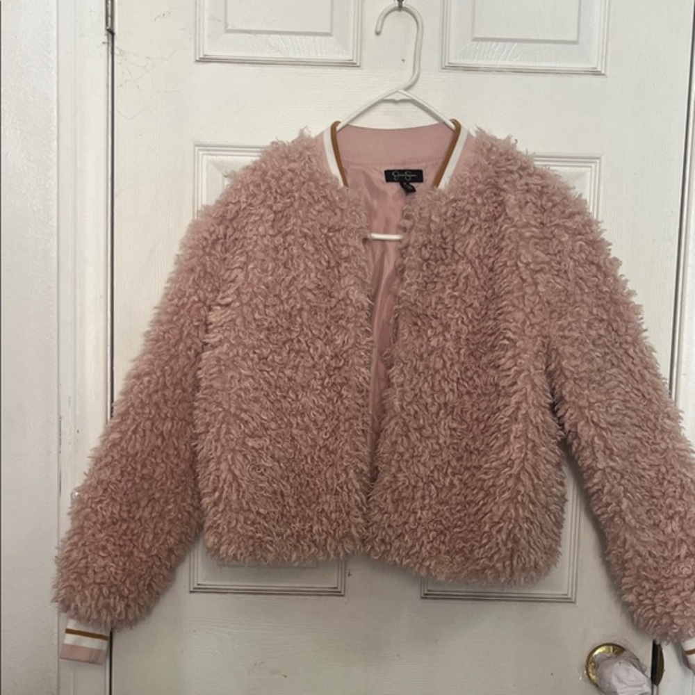 Jessica Simpson Blush Faux Fur Bomber Jacket